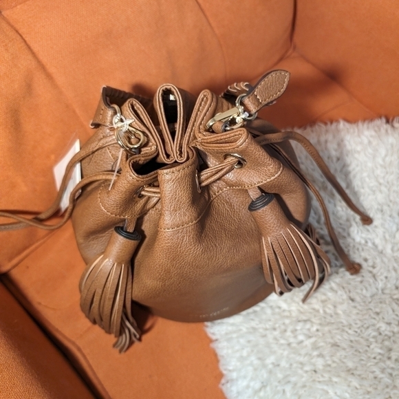 NWT Darcy Marks London Bucket Bag with fringe and braided handle Brown - Picture 12 of 12